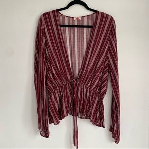 🟠 PLUS Tie Closure Peplum Top XL